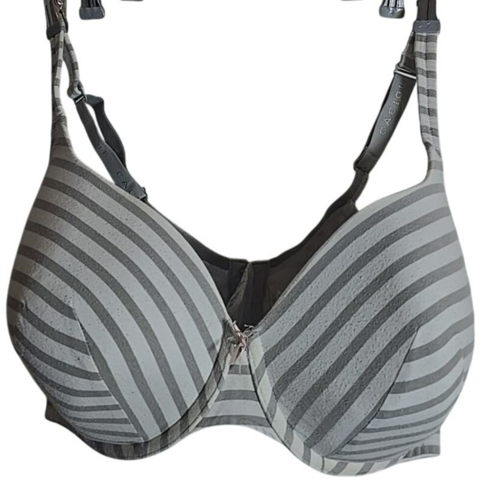Cacique Lane Bryant 42DDD t-shirt bra Cotton Full Coverage Bra Gray Stripes